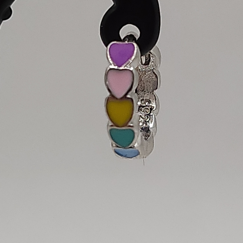 Rainbow heart hoop earrings‎ (NWOT) - Picture 7 of 8